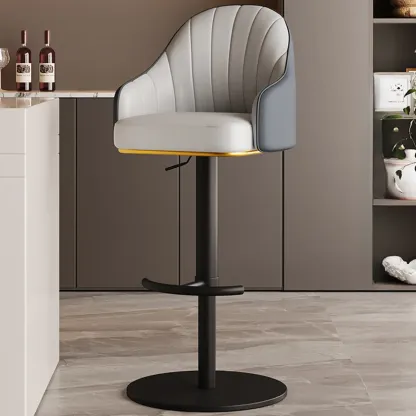 Low Back Adjustable Modern Leather Swivel Bar Stool Image - 9