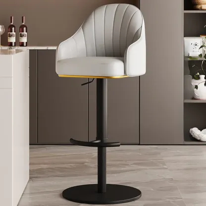 Low Back Adjustable Modern Leather Swivel Bar Stool Image - 10