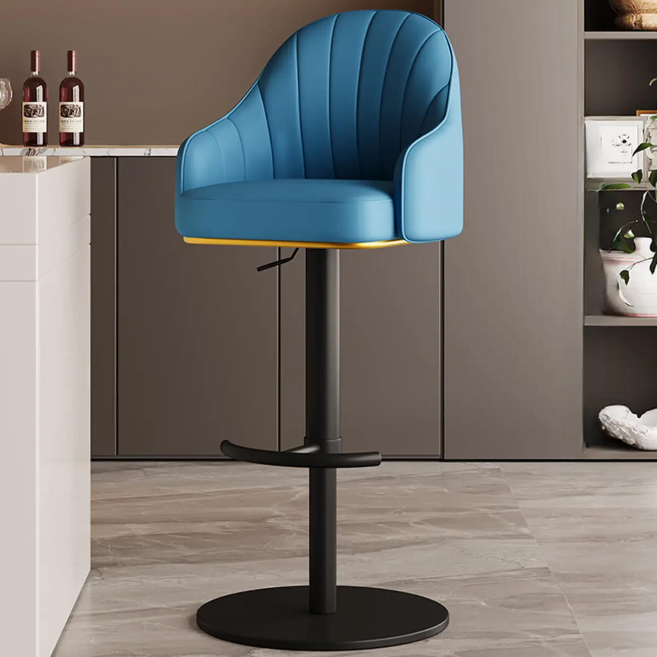 Low Back Adjustable Modern Leather Swivel Bar Stool Image - 12 | homeyfad