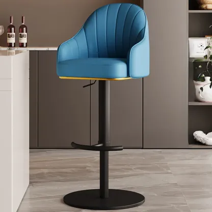 Low Back Adjustable Modern Leather Swivel Bar Stool Image - 12