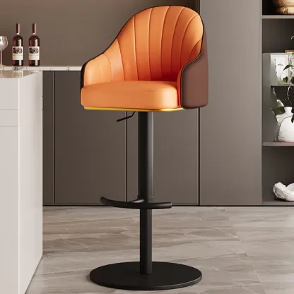 Low Back Adjustable Modern Leather Swivel Bar Stool Image - 14