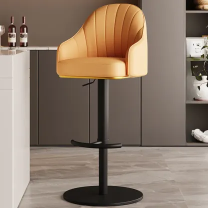 Low Back Adjustable Modern Leather Swivel Bar Stool Image - 16