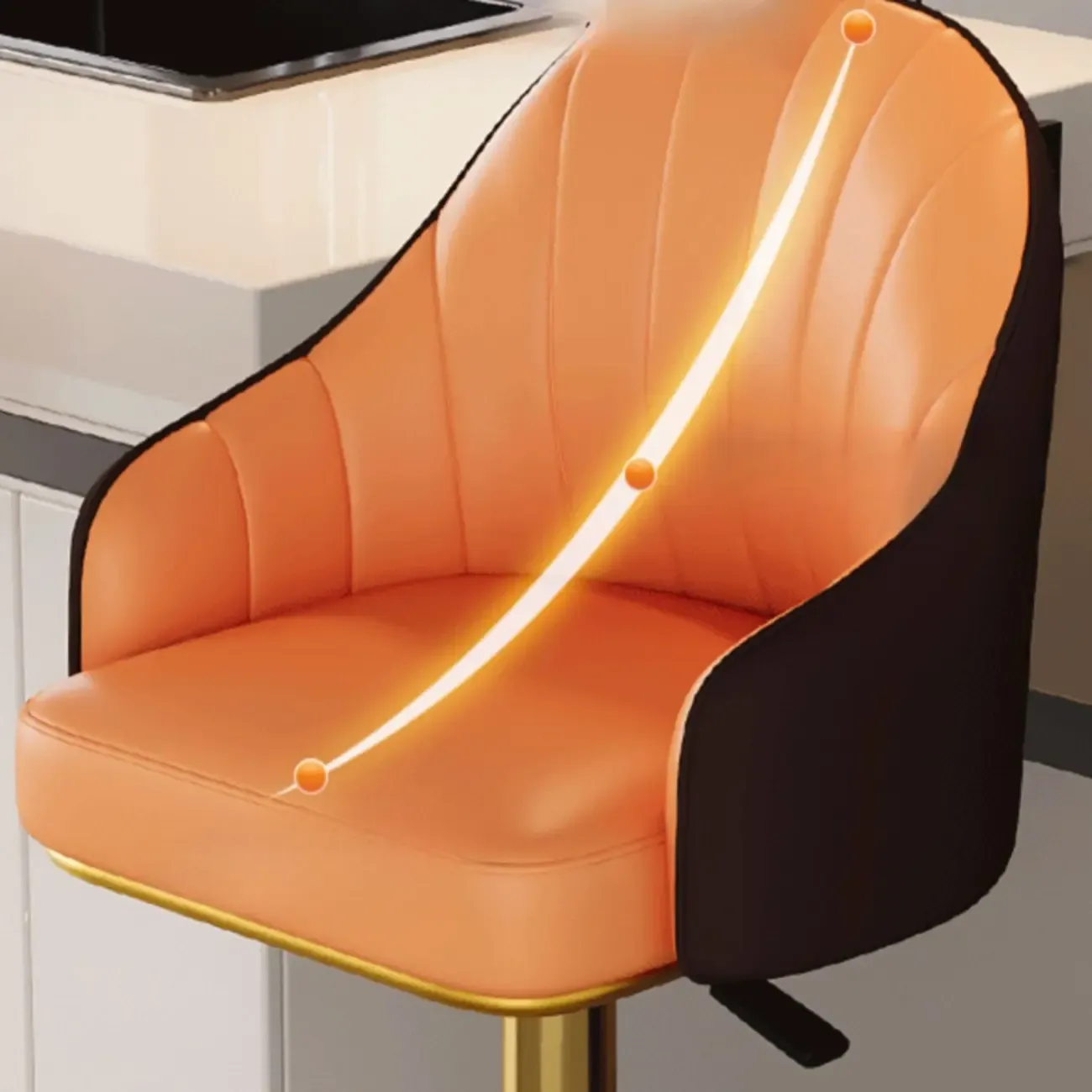 Low Back Adjustable Modern Leather Swivel Bar Stool Image - 17