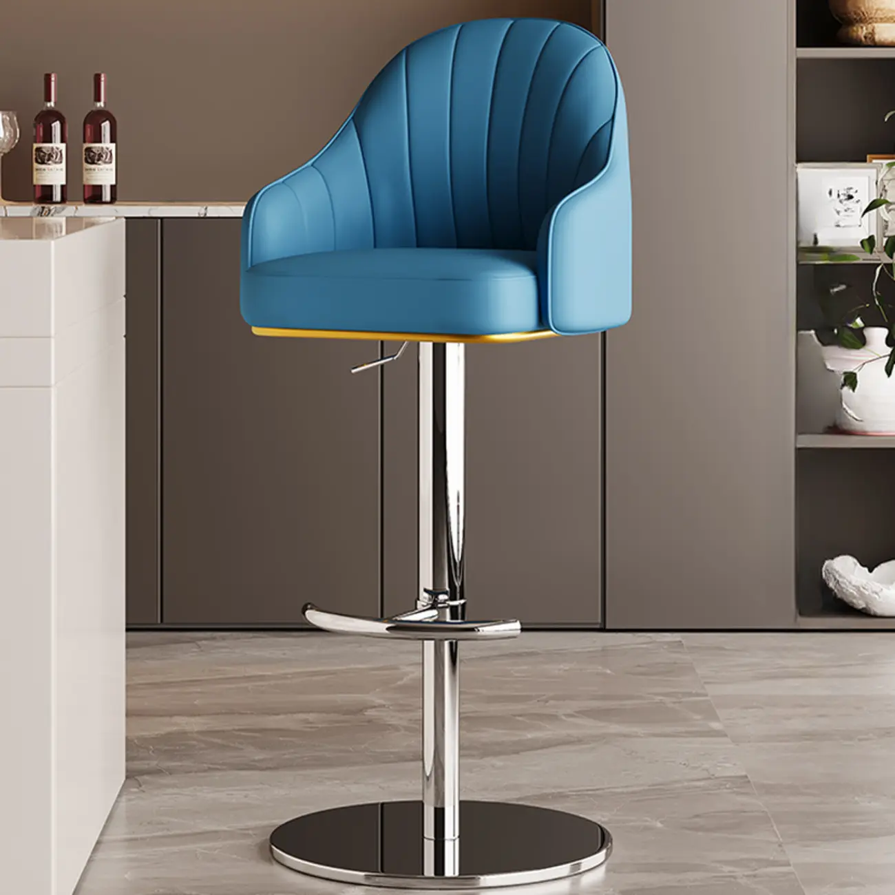 Low Back Adjustable Modern Leather Swivel Bar Stool Image - 19 | homeyfad