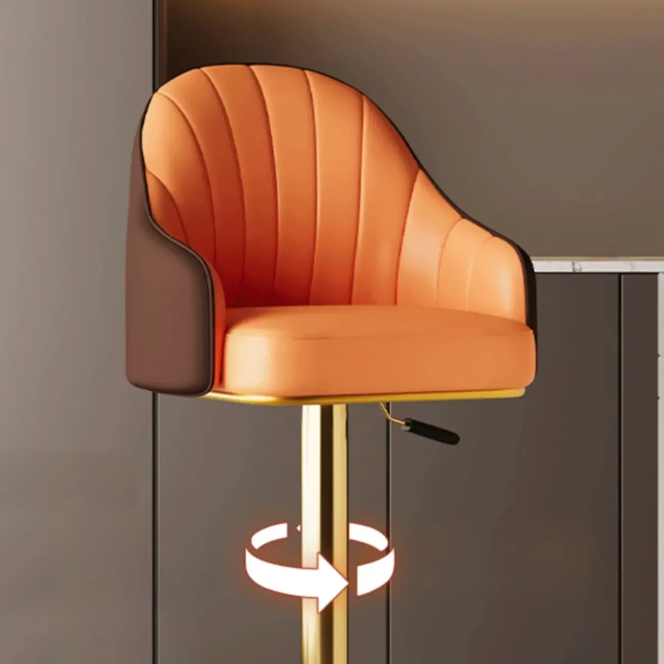 Low Back Adjustable Modern Leather Swivel Bar Stool Image - 20