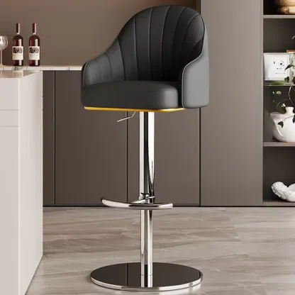 Low Back Adjustable Modern Leather Swivel Bar Stool Image - 26