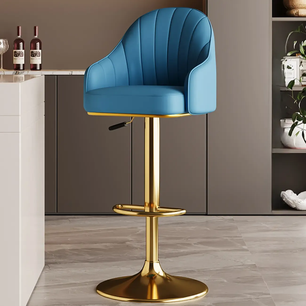 Low Back Adjustable Modern Leather Swivel Bar Stool | HomeyFad