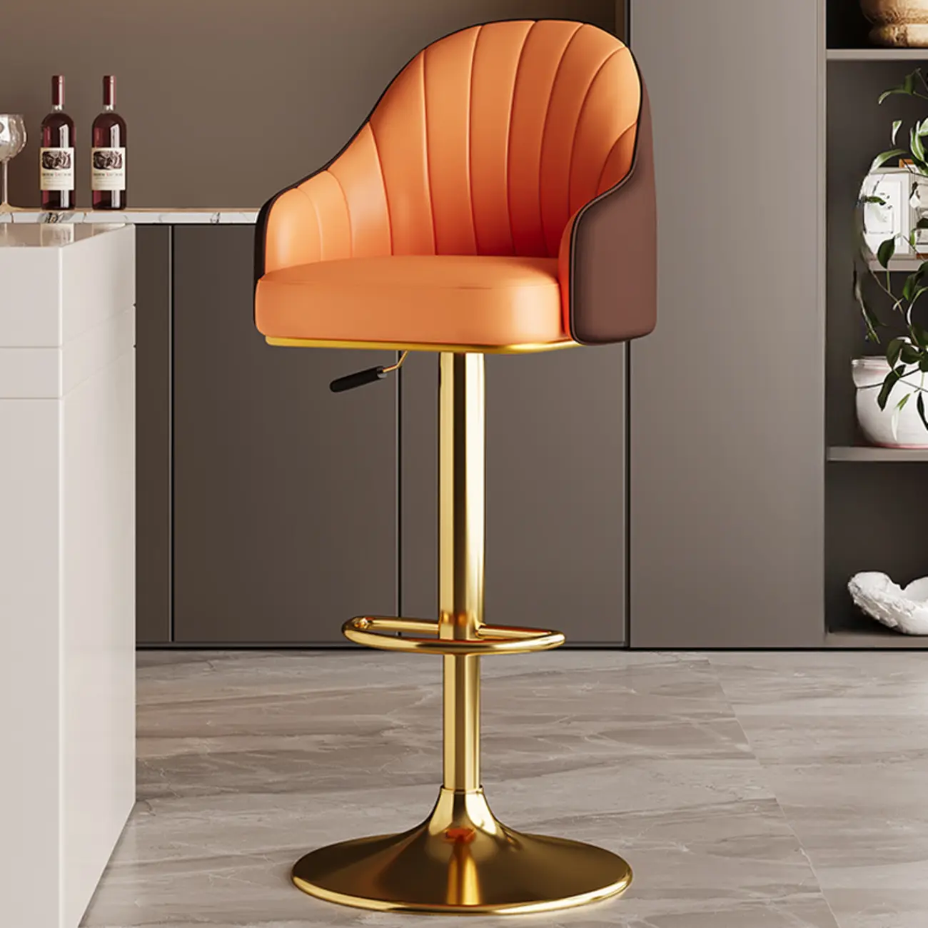 Low Back Adjustable Modern Leather Swivel Bar Stool Image - 28 | homeyfad
