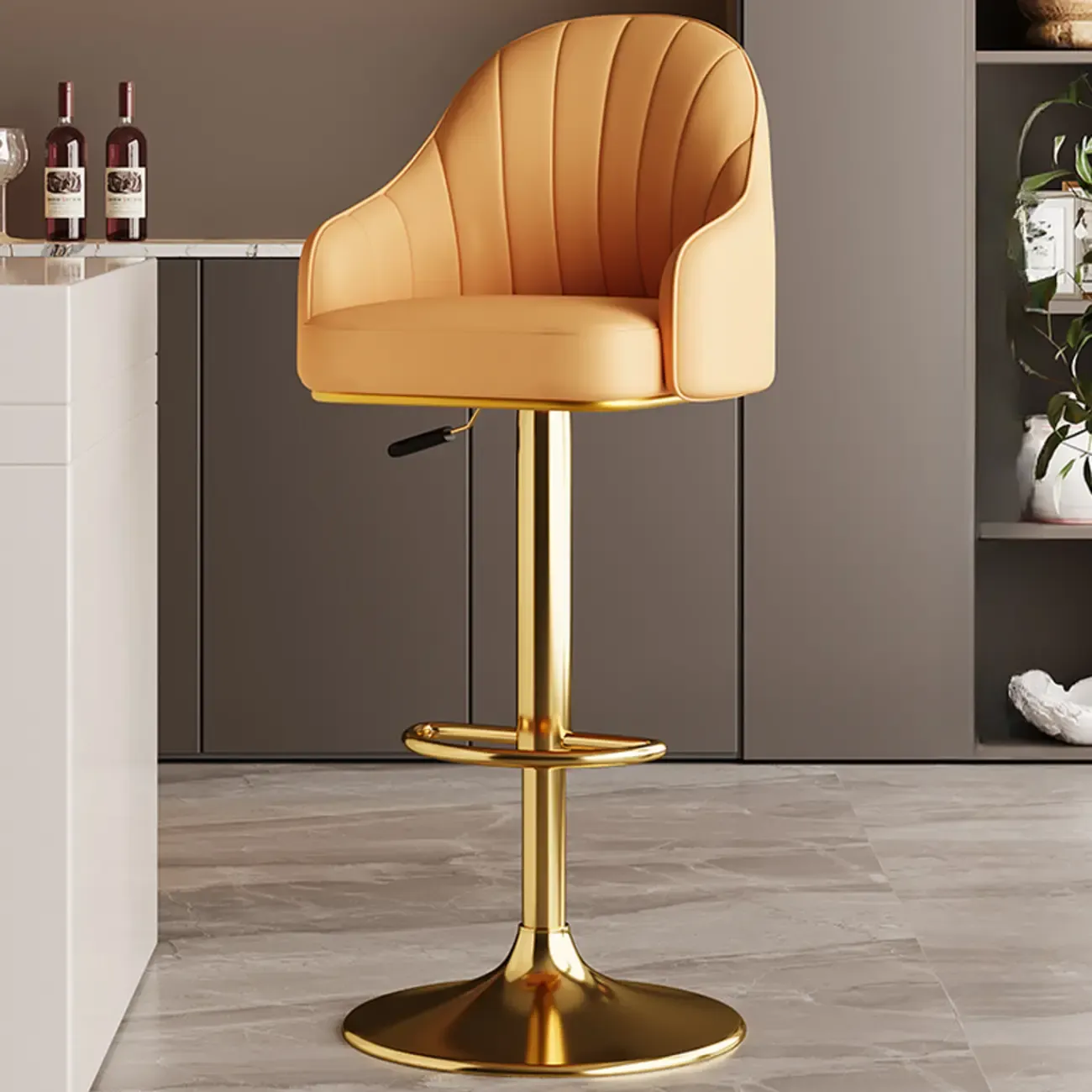 Low Back Adjustable Modern Leather Swivel Bar Stool Image - 29