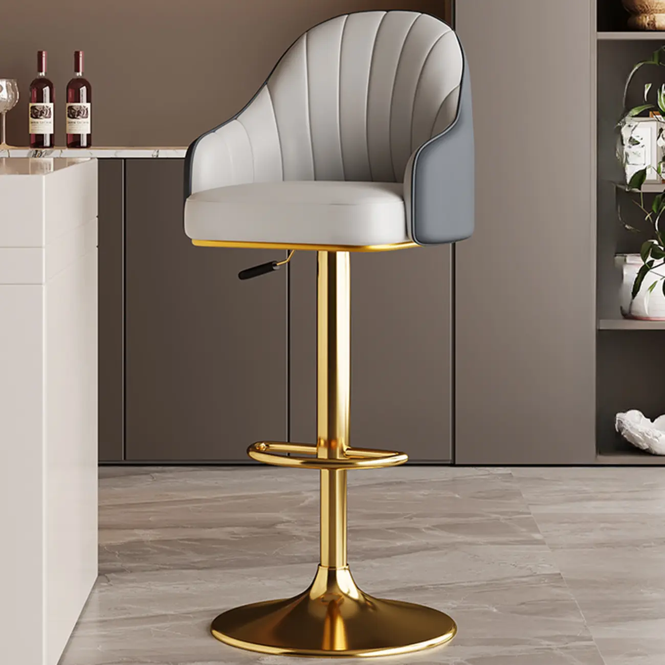 Low Back Adjustable Modern Leather Swivel Bar Stool Image - 30 | homeyfad