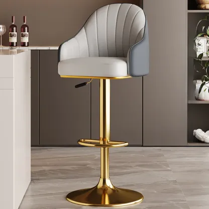Low Back Adjustable Modern Leather Swivel Bar Stool Image - 30