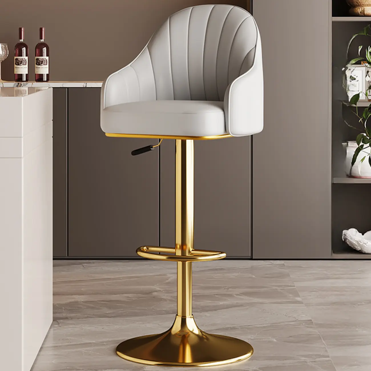 Low Back Adjustable Modern Leather Swivel Bar Stool Image - 31 | homeyfad