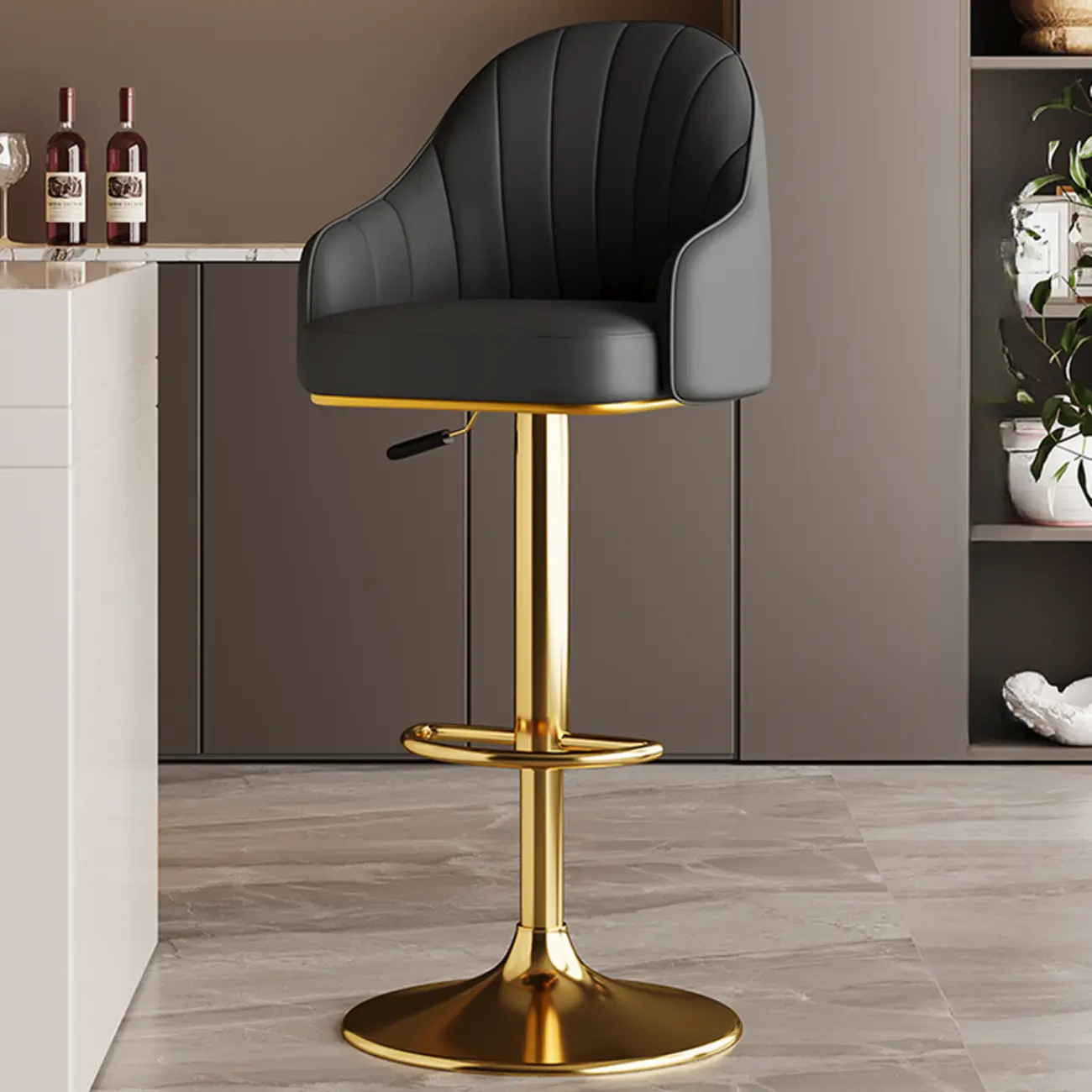 Low Back Adjustable Modern Leather Swivel Bar Stool Image - 32 | homeyfad