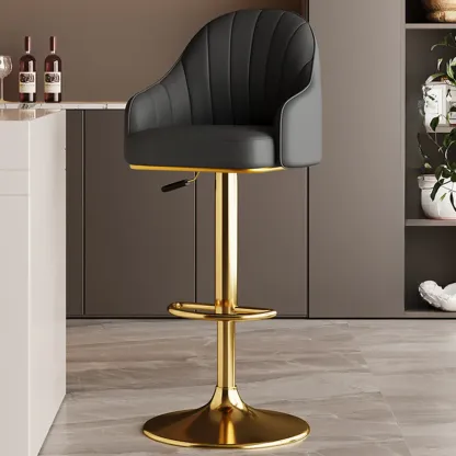Low Back Adjustable Modern Leather Swivel Bar Stool Image - 32