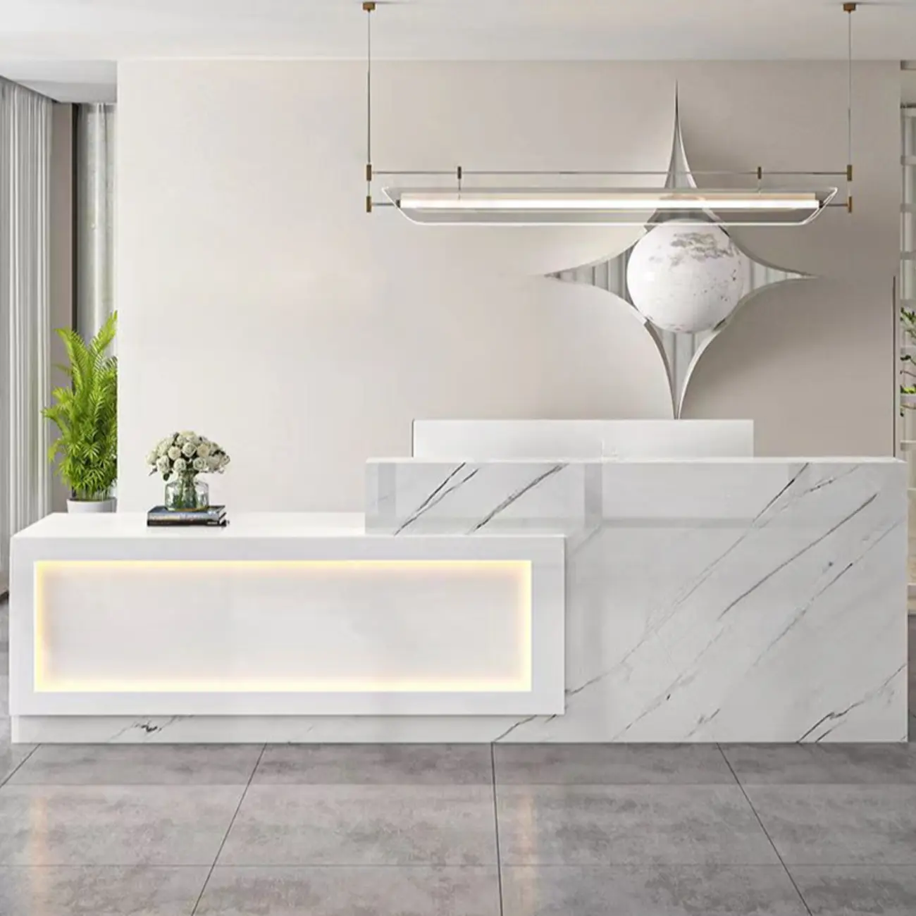 Modern Rectangular Wood Lighting Reception Desk for Office Image - 1 | homeyfad