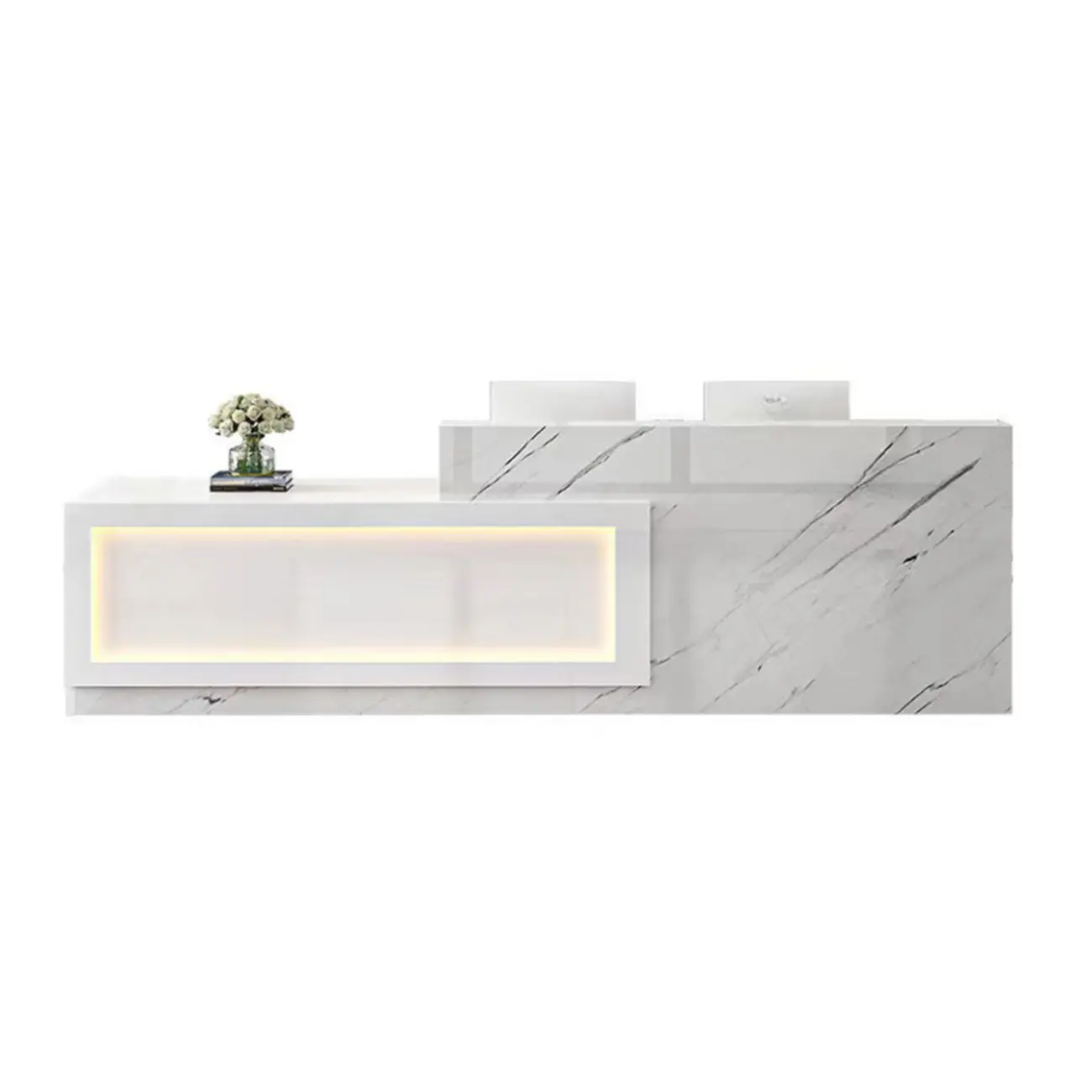 Modern Rectangular Wood Lighting Reception Desk for Office Image - 2 | homeyfad