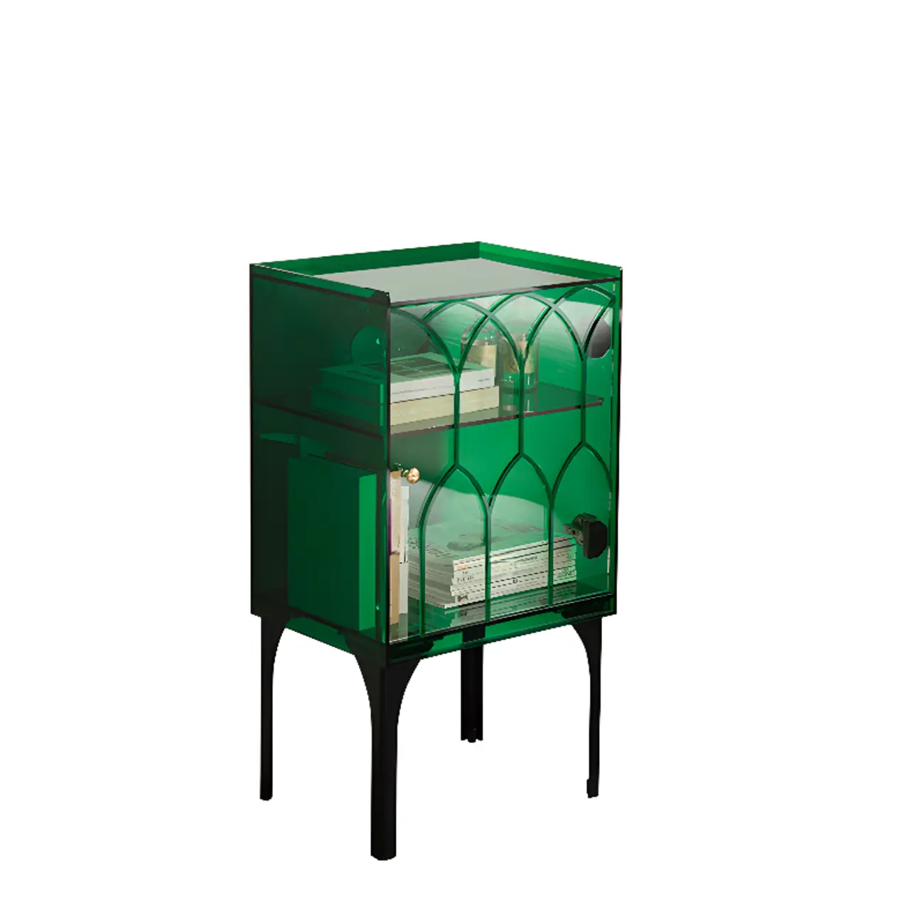 Minimalist Square Acrylic Display Cabinet with Doors Image - 2 | homeyfad