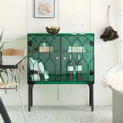 Minimalist Square Acrylic Display Cabinet with Doors Image - 5