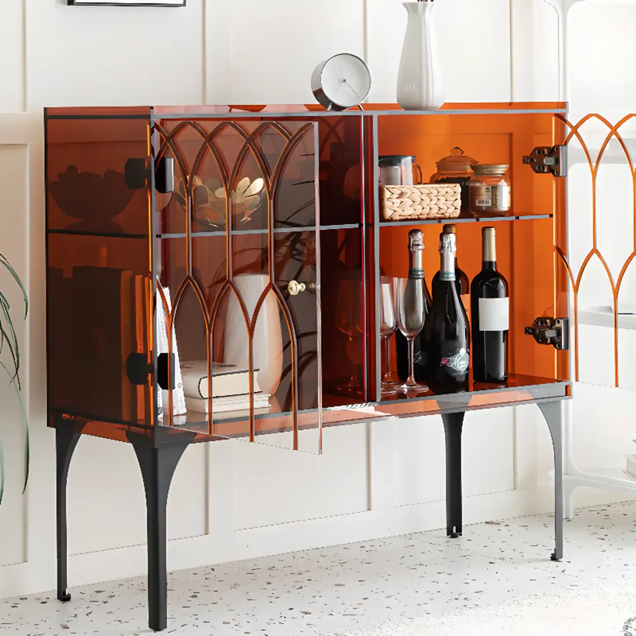 Minimalist Square Acrylic Display Cabinet with Doors Image - 8