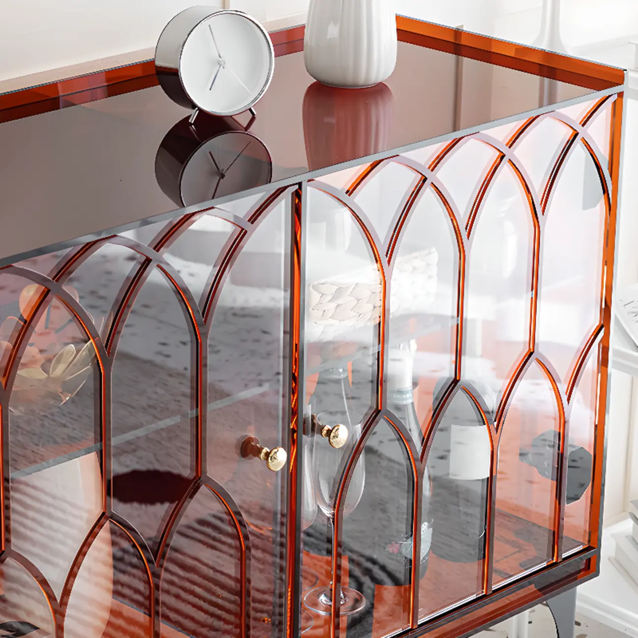 Minimalist Square Acrylic Display Cabinet with Doors Image - 9 | homeyfad