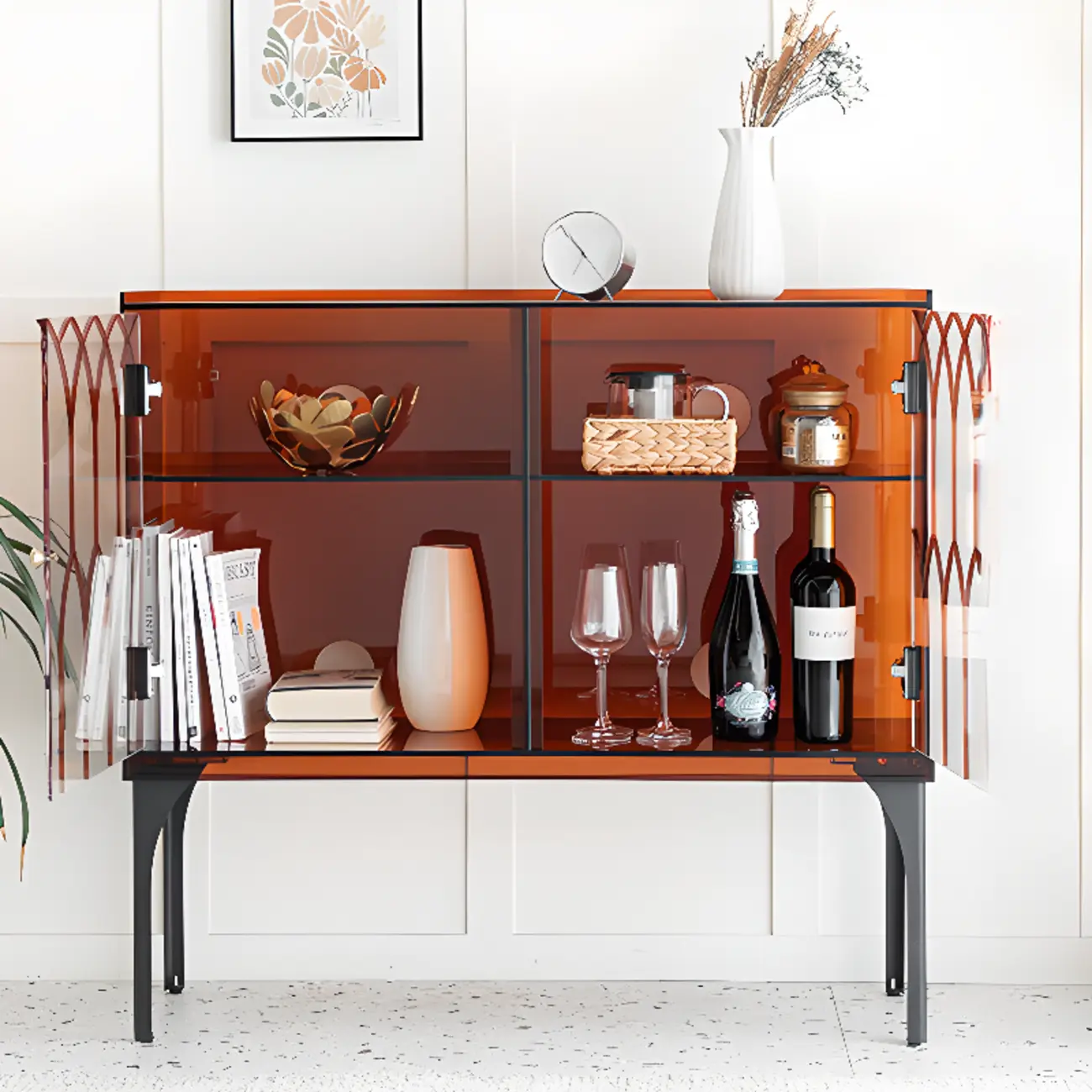 Minimalist Square Acrylic Display Cabinet with Doors Image - 13 | homeyfad