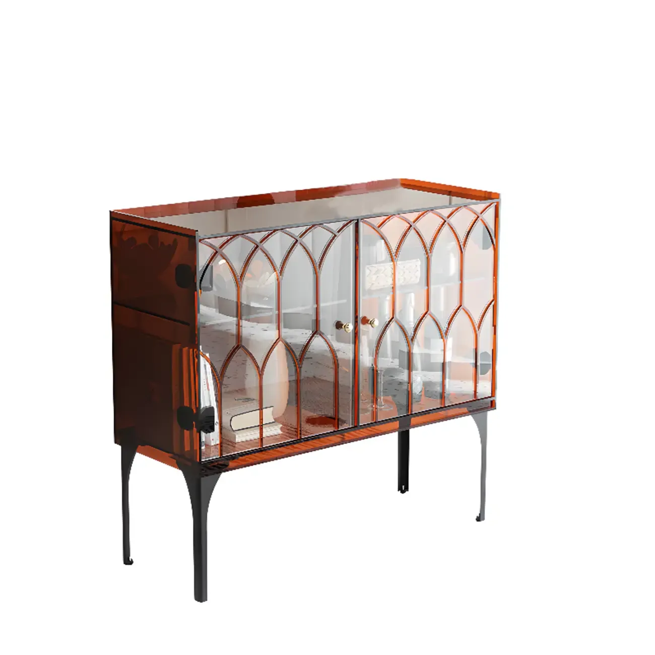 Minimalist Square Acrylic Display Cabinet with Doors Image - 15