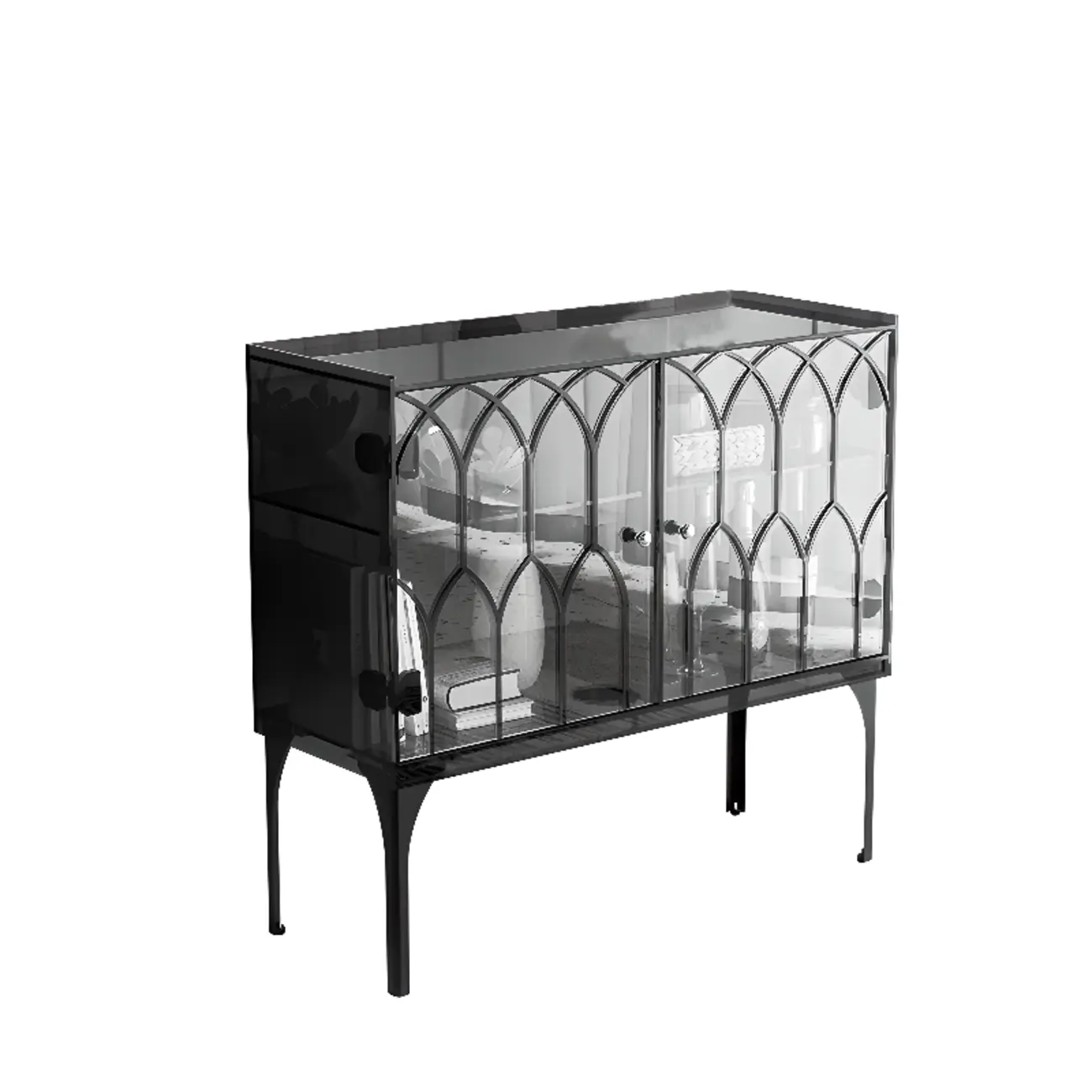 Minimalist Square Acrylic Display Cabinet with Doors Image - 17 | homeyfad