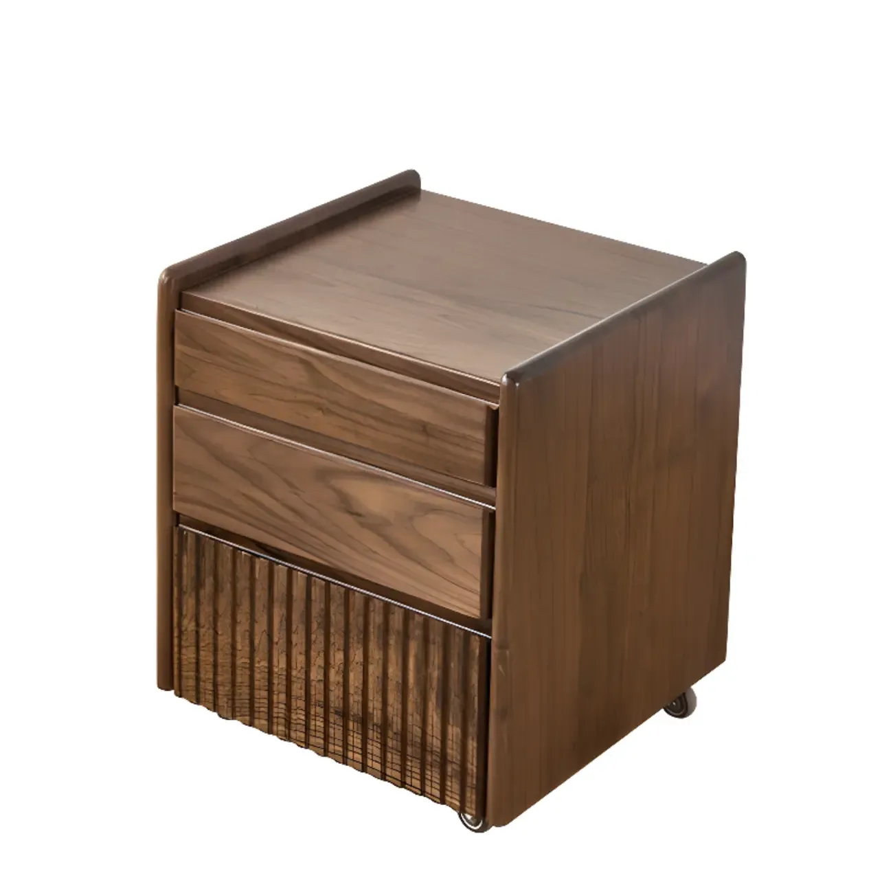 Brown Modern 3-drawer Solid Wood Bedside Nightstand Image - 6
