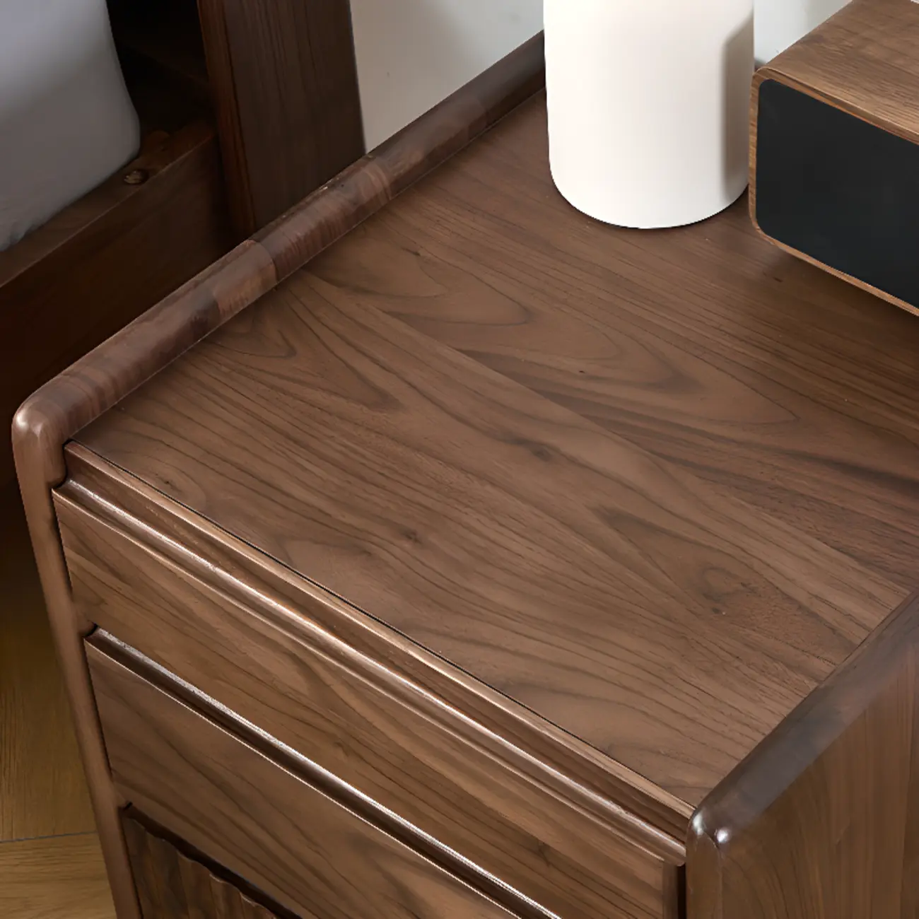 Brown Modern 3-drawer Solid Wood Bedside Nightstand Image - 12 | homeyfad