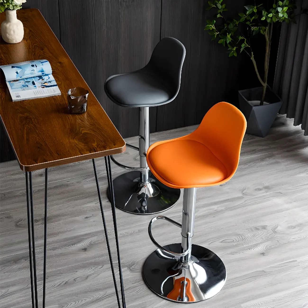 Modern Bucket Pedestal Adjustable Swivel Bar Stool Image - 2 | homeyfad