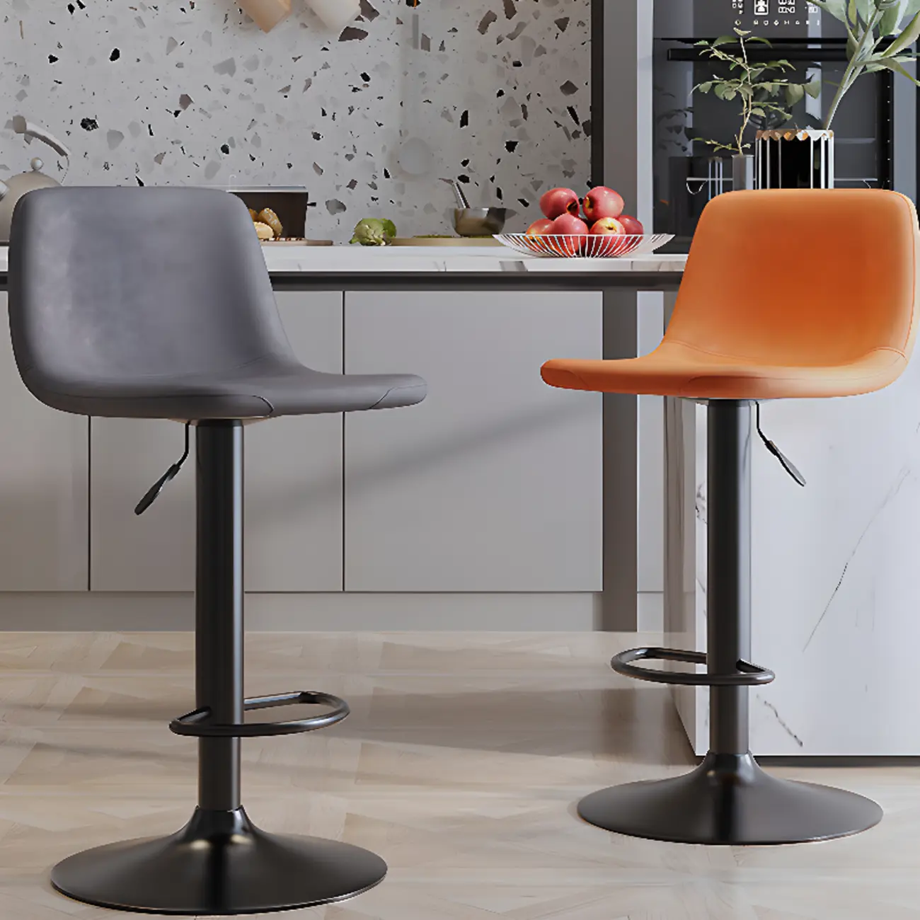 Modern Leather Swivel Bar Stool Adjustable Height Image - 1 | homeyfad