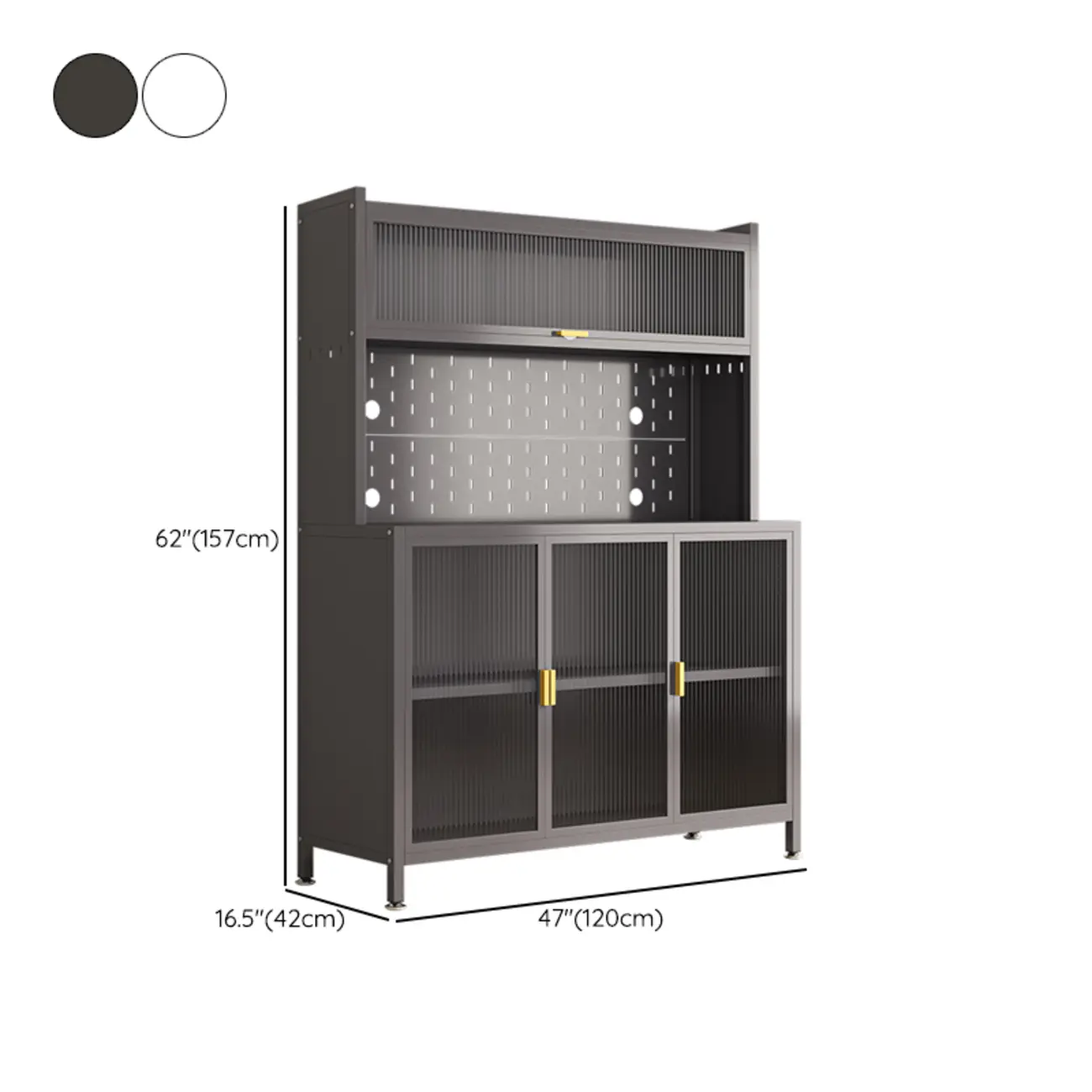 Modern Steel Multi-Shelf Sideboard with Pegboard Back Image - 23 | homeyfad