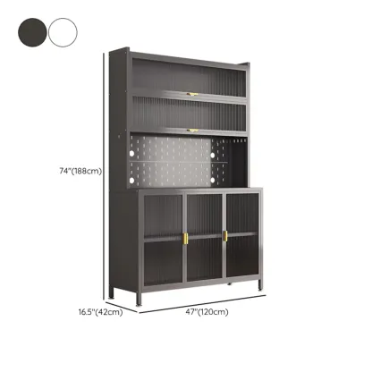 Modern Steel Multi-Shelf Sideboard with Pegboard Back Image - 29