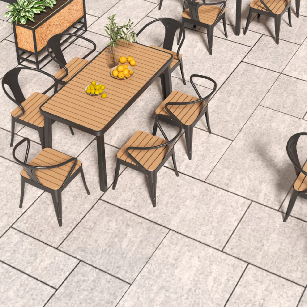 4/6 Seat Metal Frame Outdoor Dining Set Image - 6 | homeyfad
