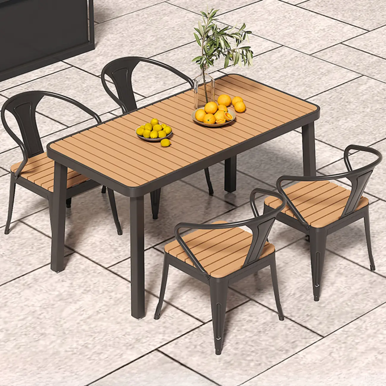4/6 Seat Metal Frame Outdoor Dining Set Image - 14 | homeyfad