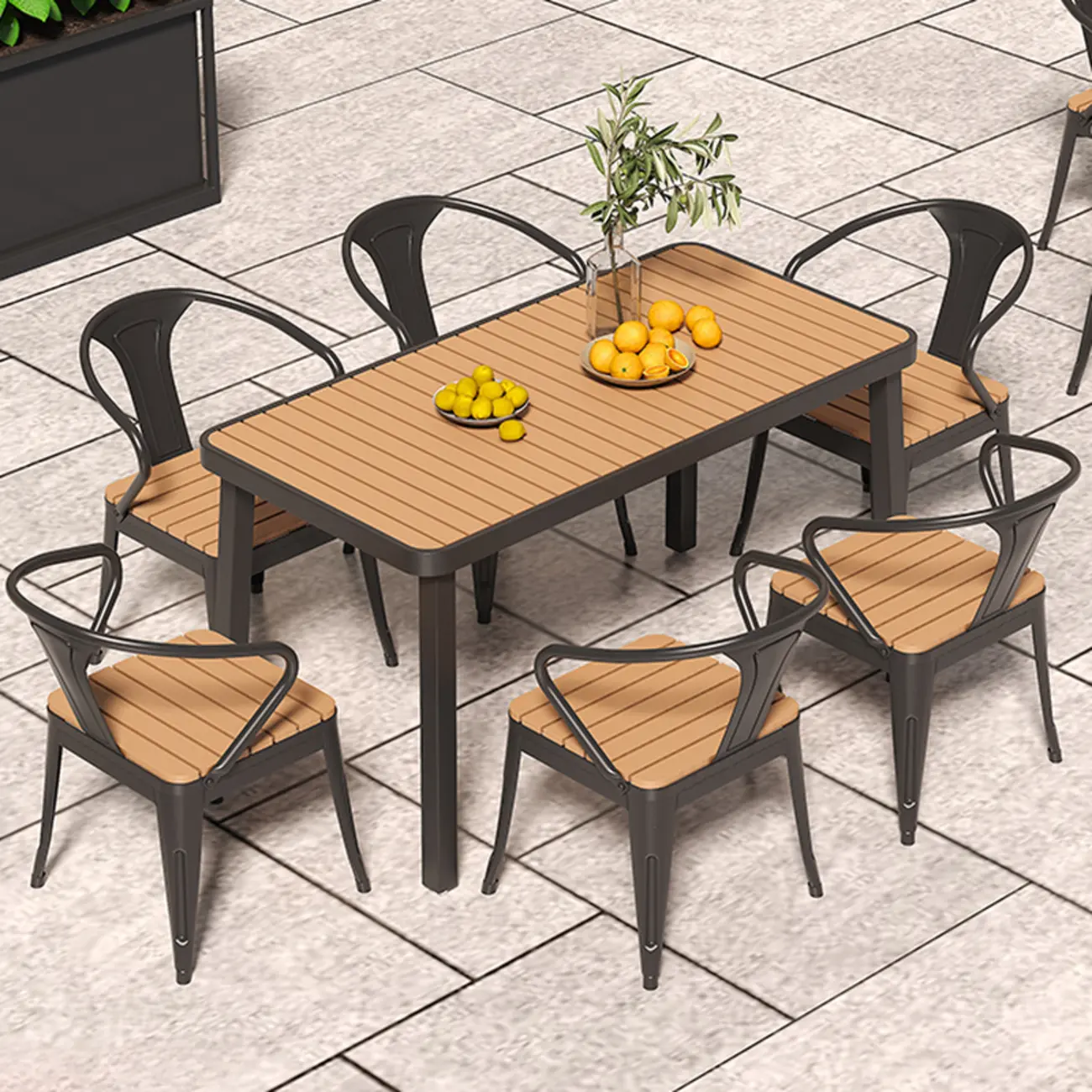 4/6 Seat Metal Frame Outdoor Dining Set Image - 15 | homeyfad