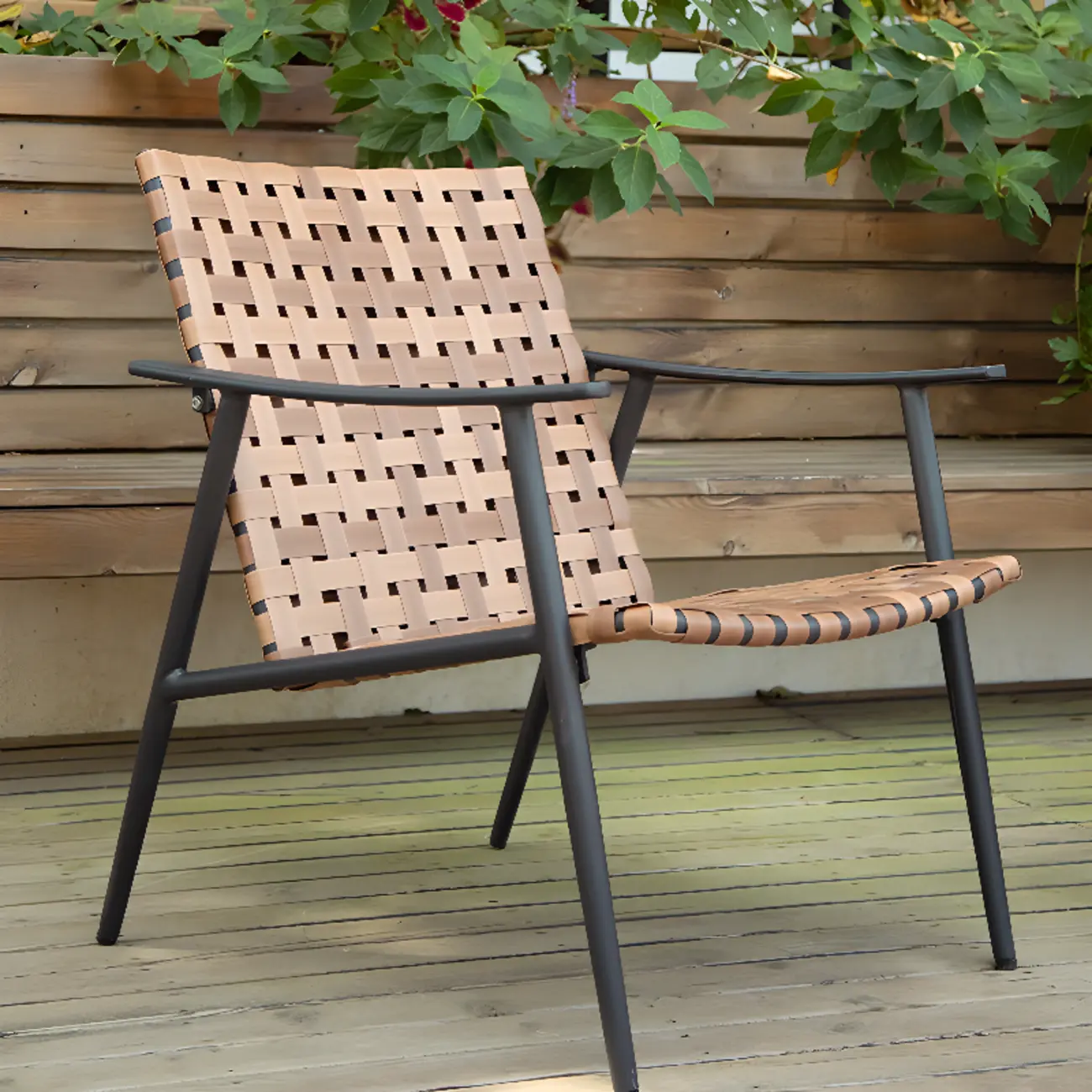 Tropical Woven Leather Outdoor Dining Armchairs Image - 2 | homeyfad