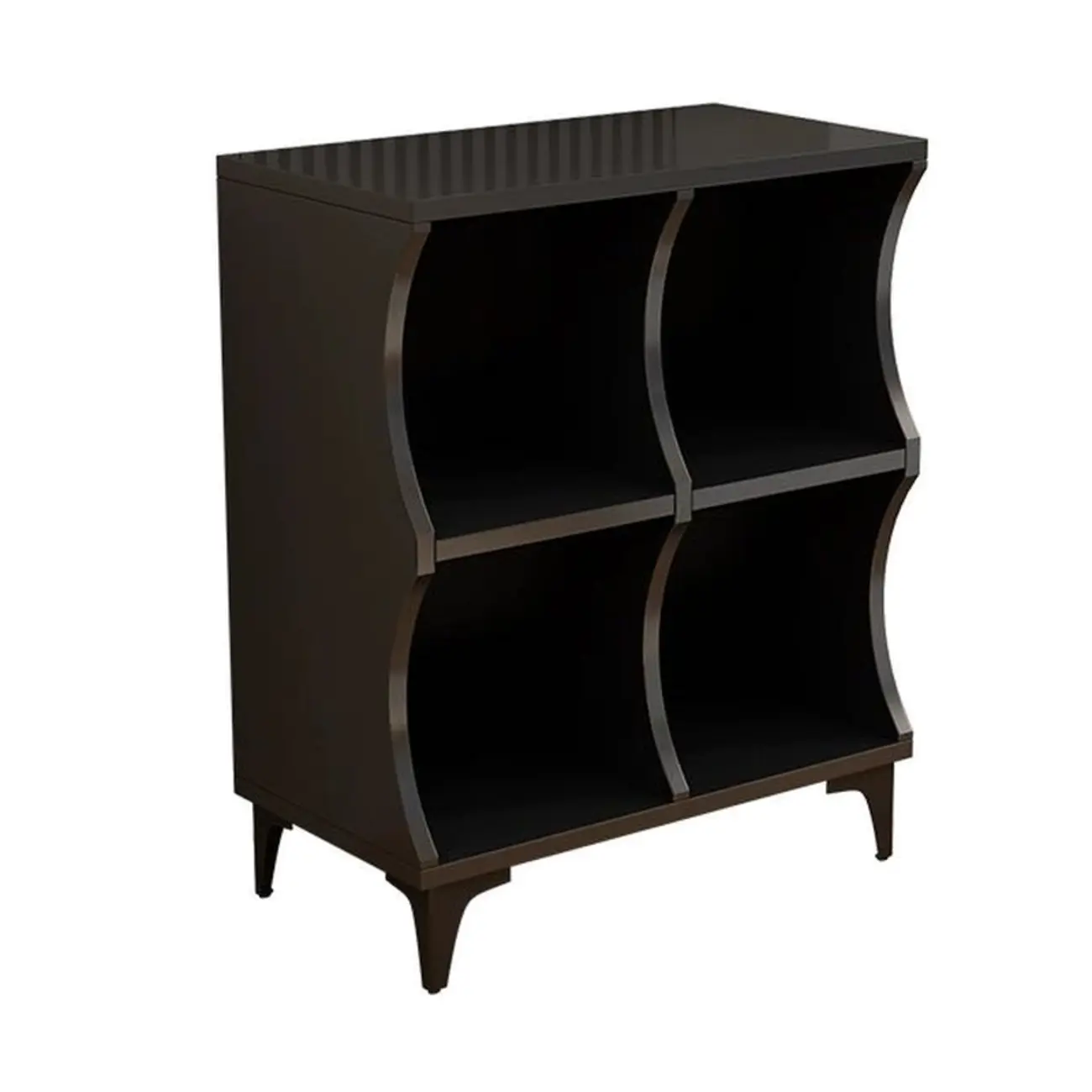 Modern Black Wooden 2-Tier Modular Cube Bookcase Image - 4 | homeyfad