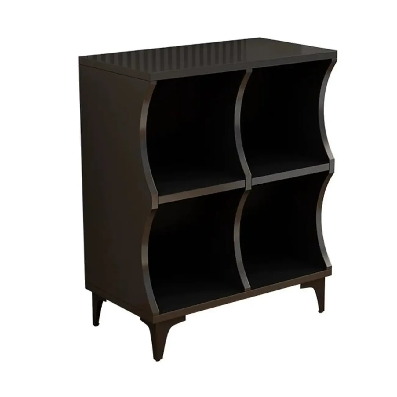 Modern Black Wooden 2-Tier Modular Cube Bookcase Image - 4