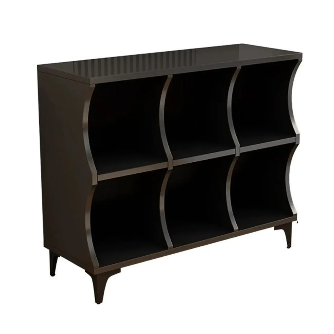 Modern Black Wooden 2-Tier Modular Cube Bookcase Image - 5