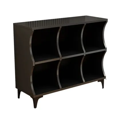 Modern Black Wooden 2-Tier Modular Cube Bookcase Image - 5