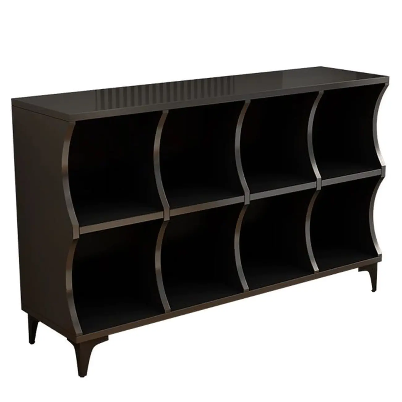 Modern Black Wooden 2-Tier Modular Cube Bookcase Image - 6 | homeyfad