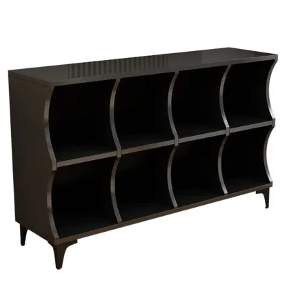 Modern Black Wooden 2-Tier Modular Cube Bookcase Image - 6