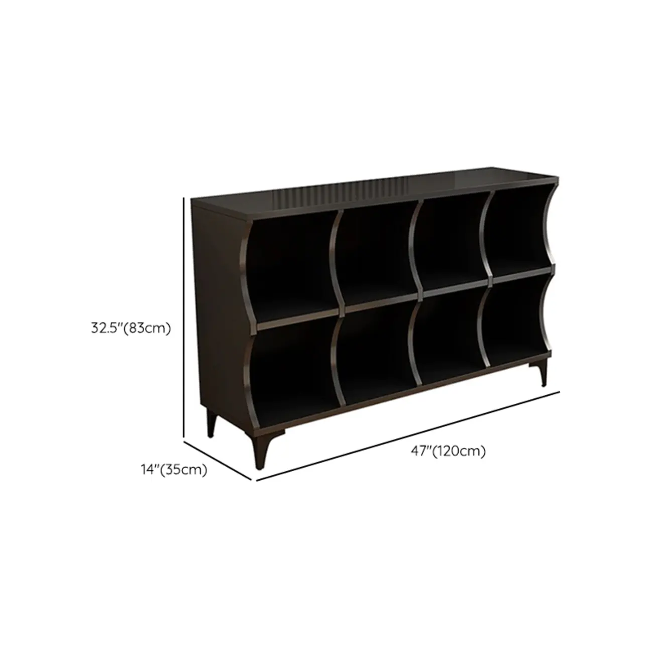 Modern Black Wooden 2-Tier Modular Cube Bookcase #size | homeyfad