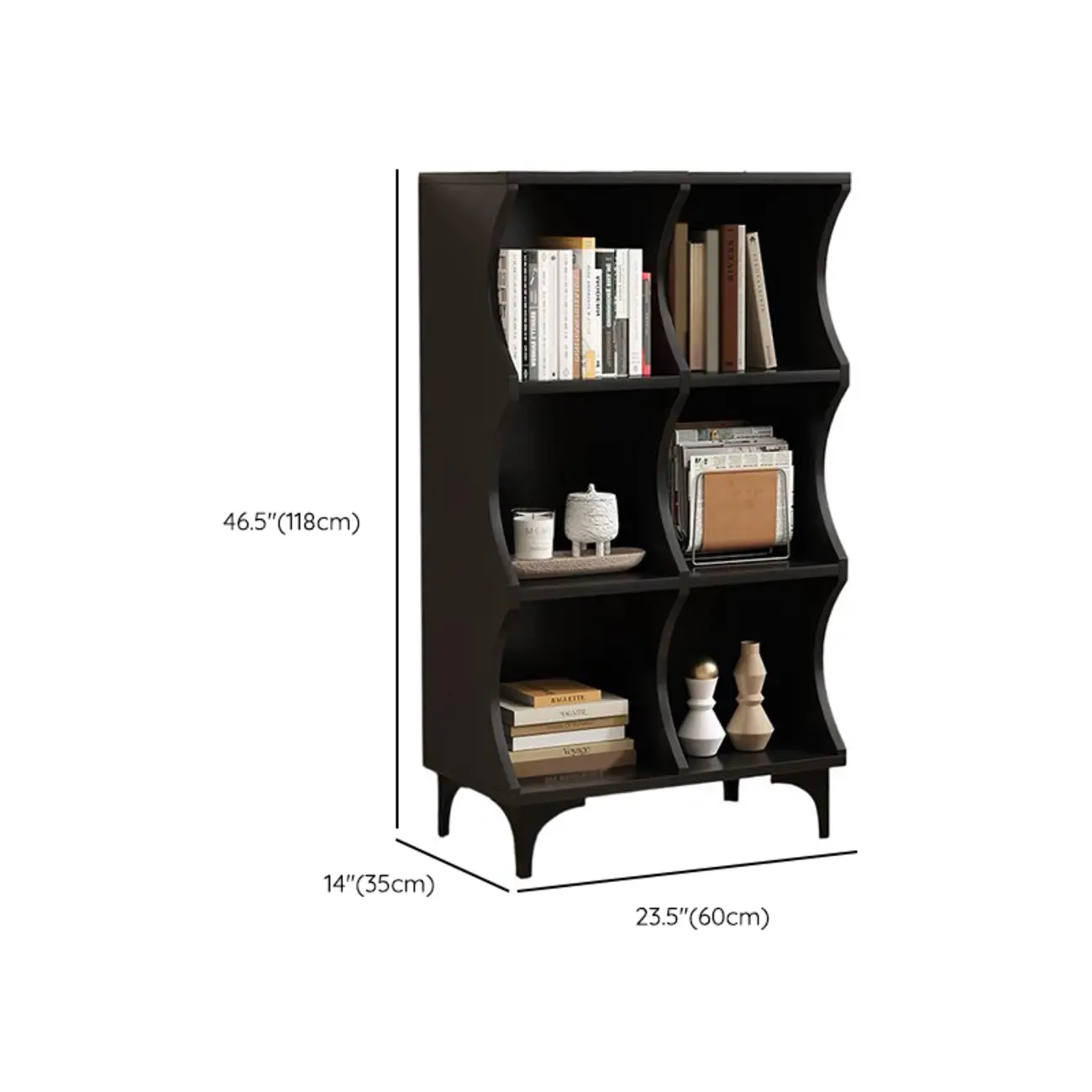 Modern Black Wooden 2-Tier Modular Cube Bookcase Image - 14 | homeyfad