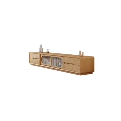 Modern Wood TV Stand with 4 Drawers & Cabinets Image - 6