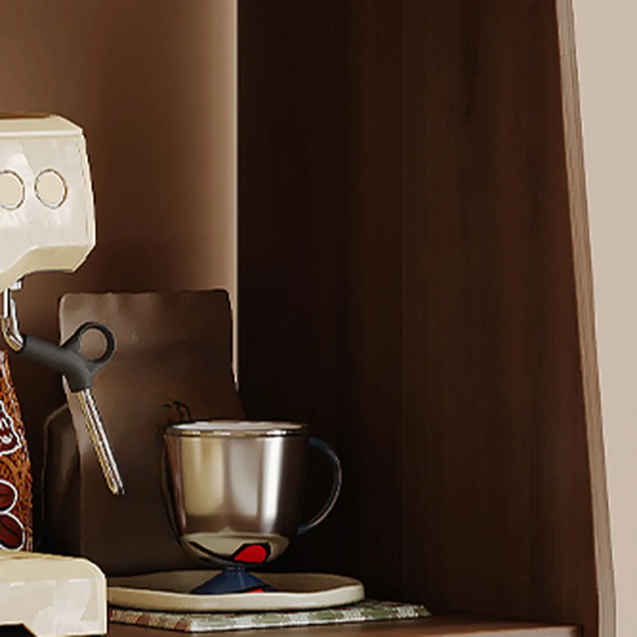 Modish Brown Wood Narrow Sideboard with Glass Doors Image - 3 | homeyfad