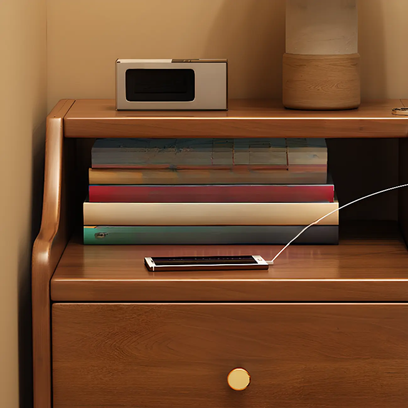 Classic Premium Wood 2 Drawers  Bedside Cabinet Nightstand Image - 7 | homeyfad