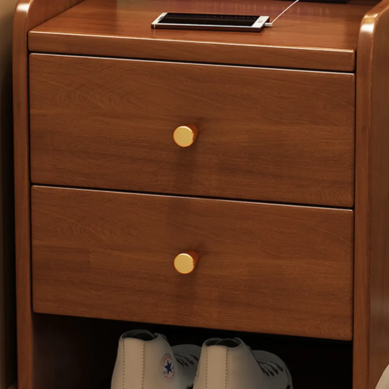 Classic Premium Wood 2 Drawers  Bedside Cabinet Nightstand Image - 9