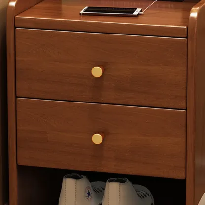 Classic Premium Wood 2 Drawers  Bedside Cabinet Nightstand Image - 9
